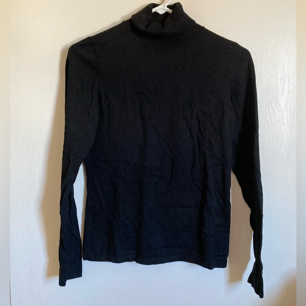 Ann Taylor Black Silk Blend Turtleneck Long Sleeve XS Sweater #R